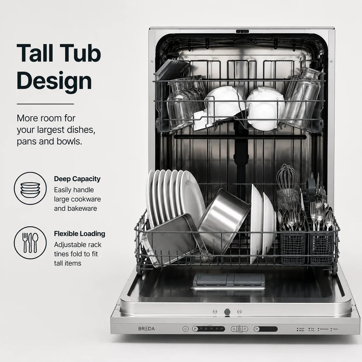 Breda Tall Tub - 24” Stainless Steel